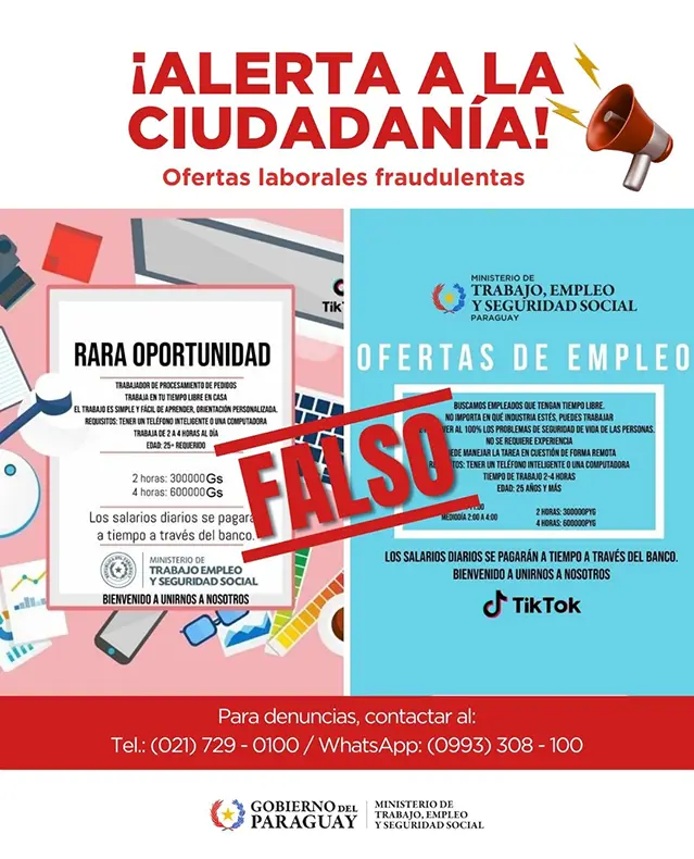 Novedades de Alerta sobre convocatoria laboral falsa
